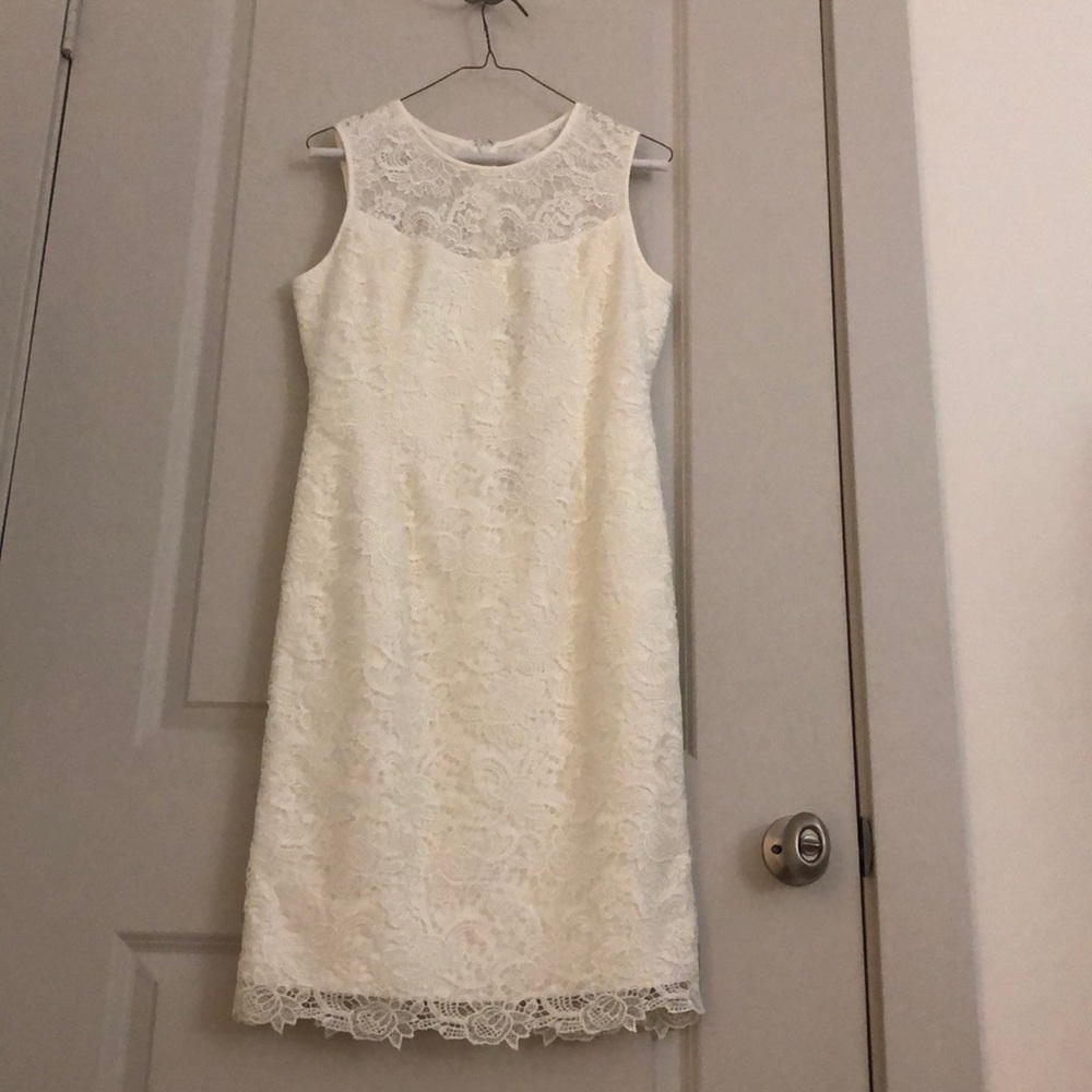 White House black market lace sheath ecru